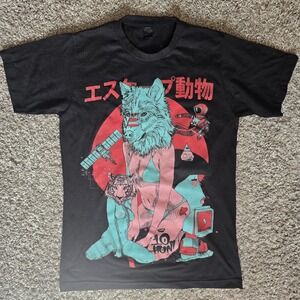 Ten Hundred 10 Hun Graphic Black T-shirt Men's Small Tiger Wolf‎ Astronaut.D78